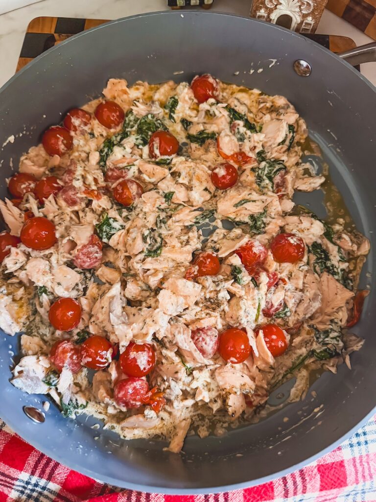 salmon mashed with boursin cheese 