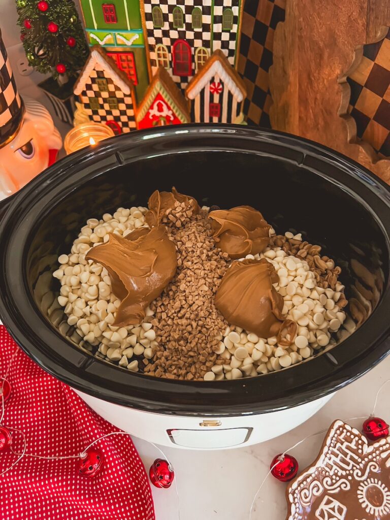 the ingredients in the crockpot before cooking