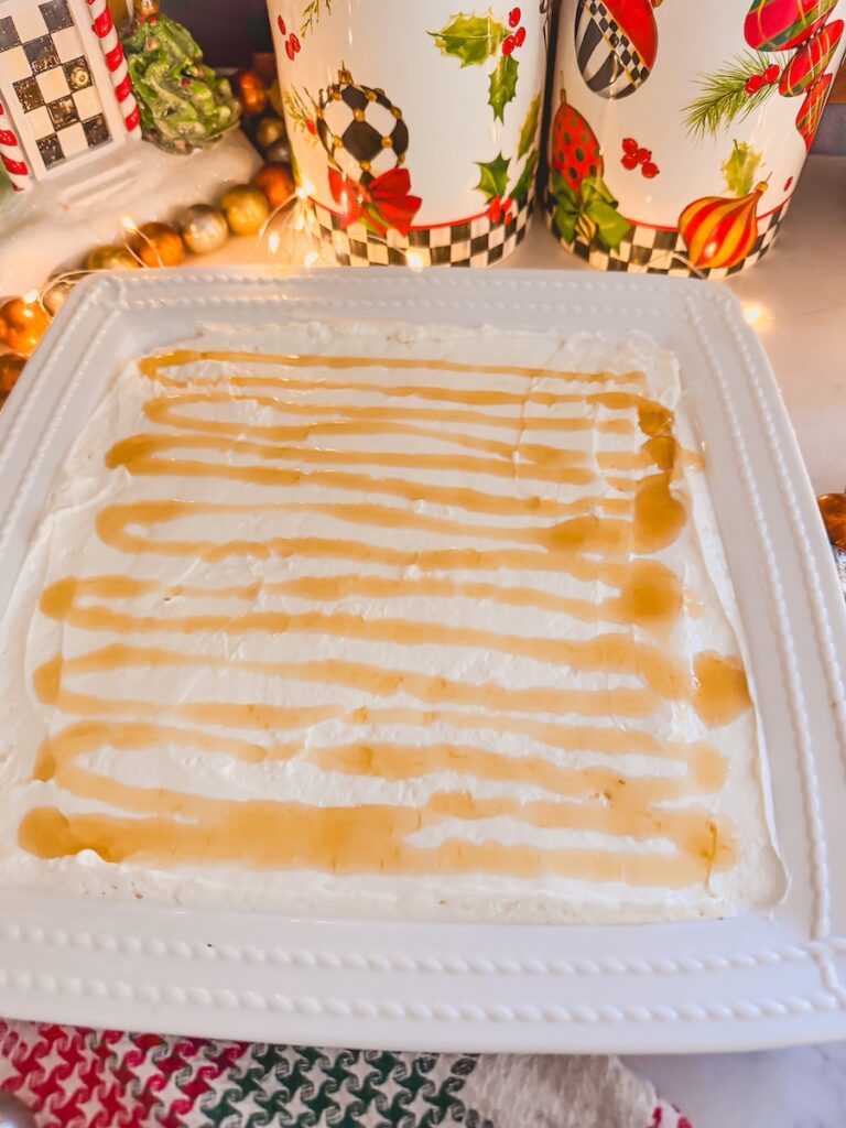 hot honey drizzled on cream cheese