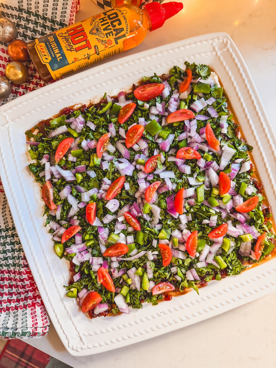 Hot Honey Chipotle Cream Cheese Layered Dip