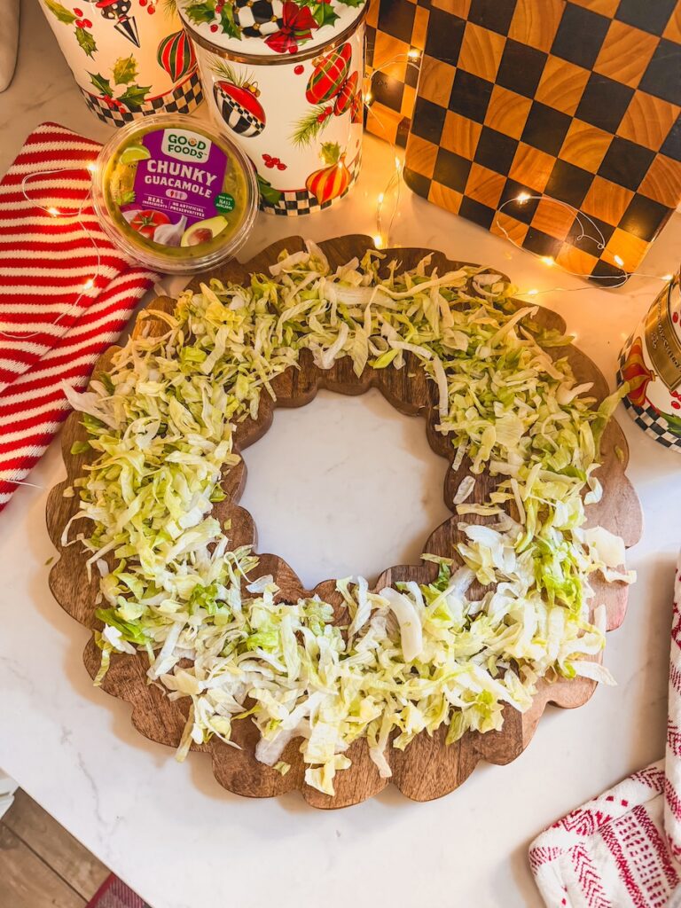 base layer of shredded lettuce