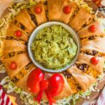 taco wreath with red pepper bow