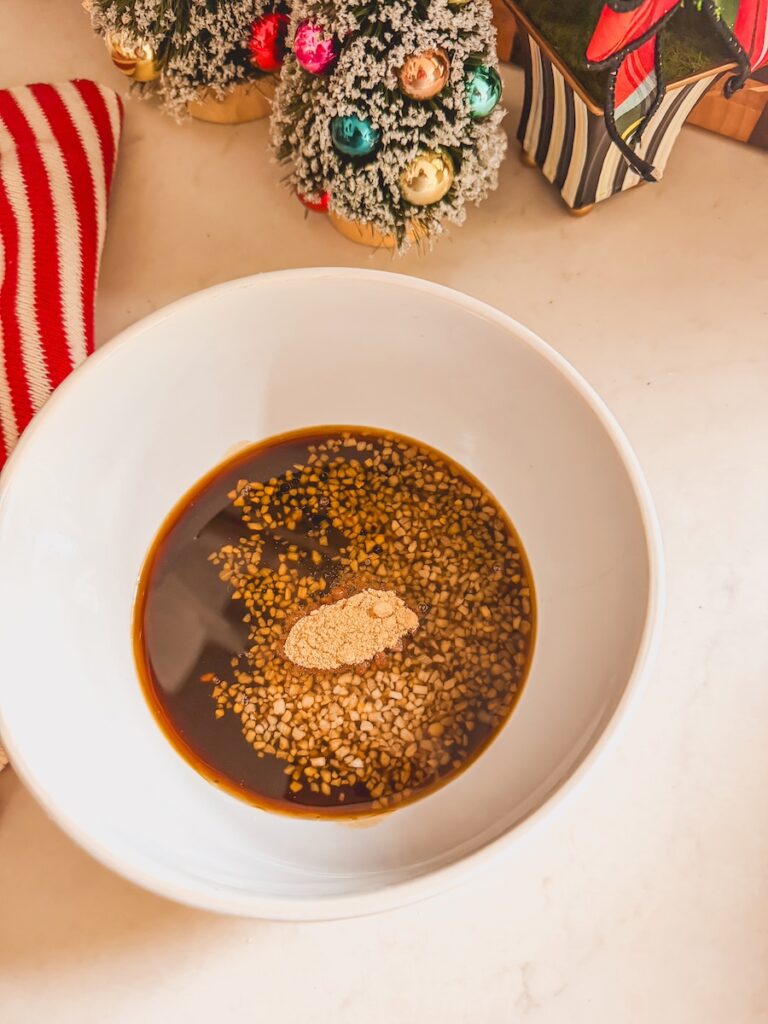 teriyaki glaze for salmon in white bowl