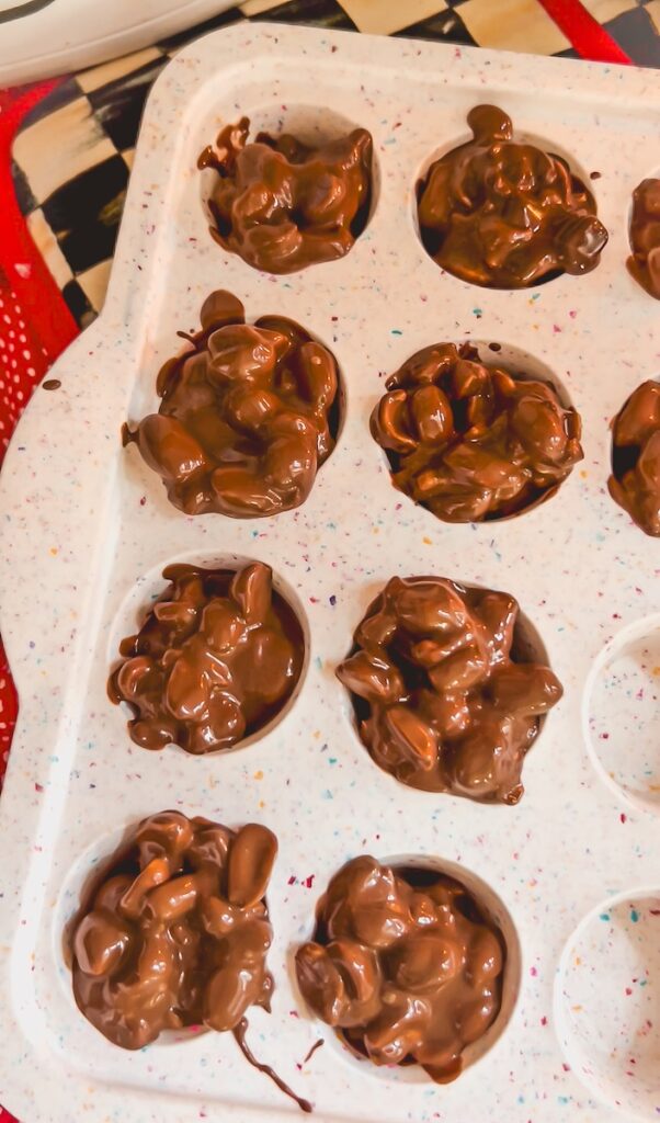 crockpot christmas candy in silicone mini muffin tin