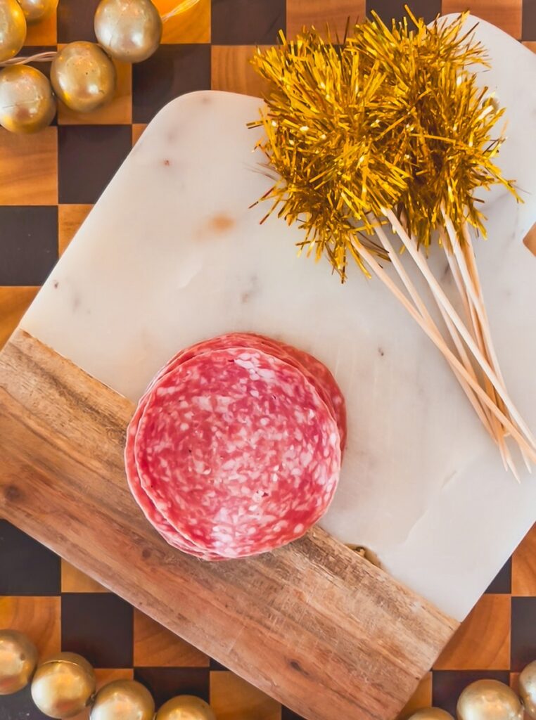 ingredients for charcuterie salami skewers