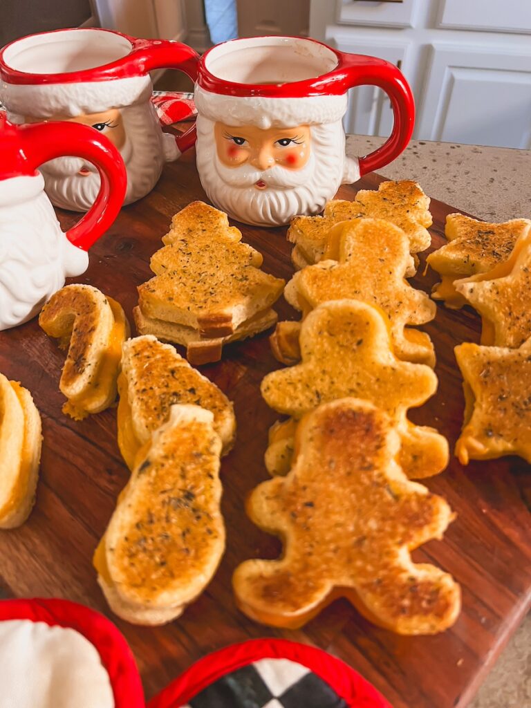 grilled cheese cut out into holiday shapes