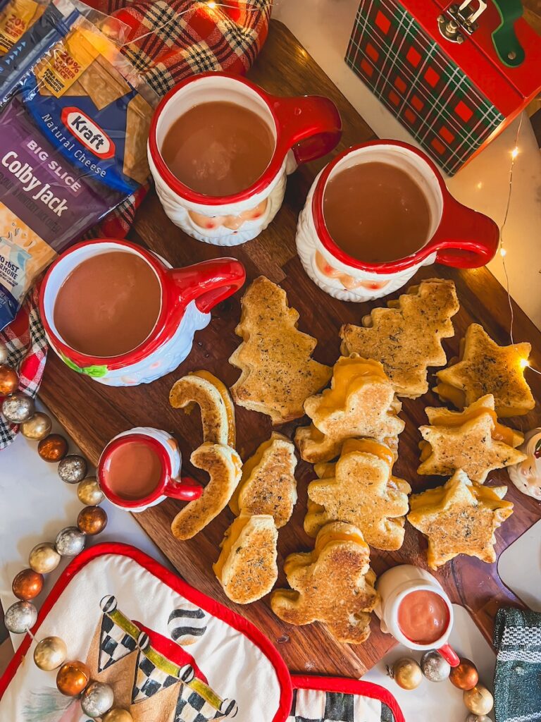 holiday grilled cheese lunch with tomato soup