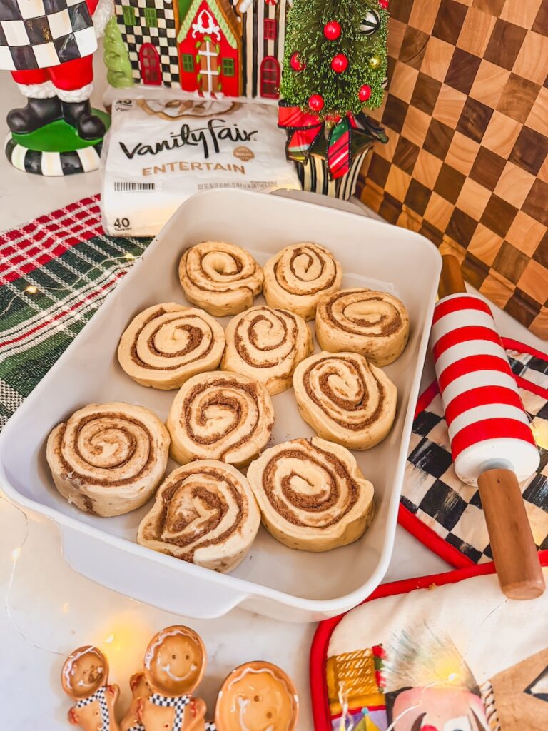 cinnamon rolls in a baking dish