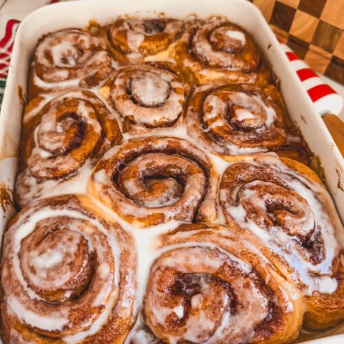 close up of viral gingerbread cinnamon roll hack