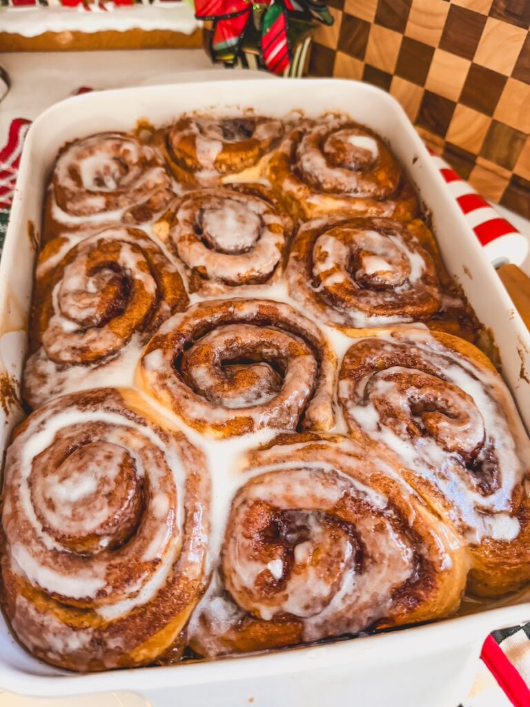 close up of viral gingerbread cinnamon roll hack 