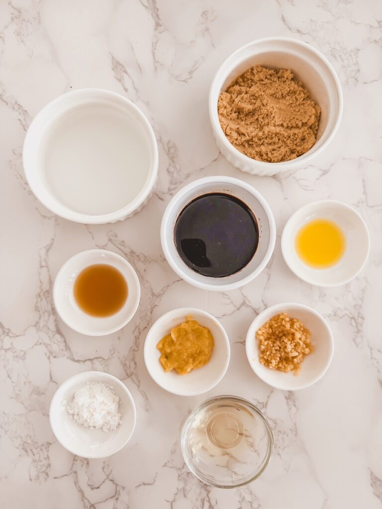 Ingredient for homemade teriyaki sauce.