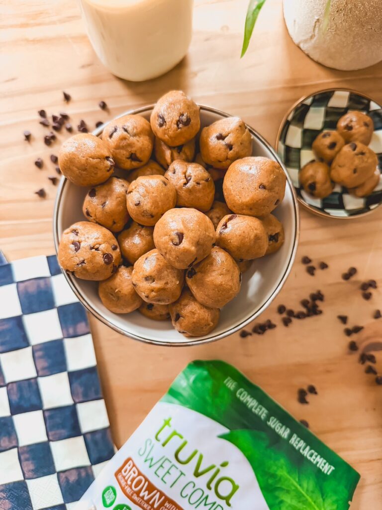 edible cookie dough balls in bowl
