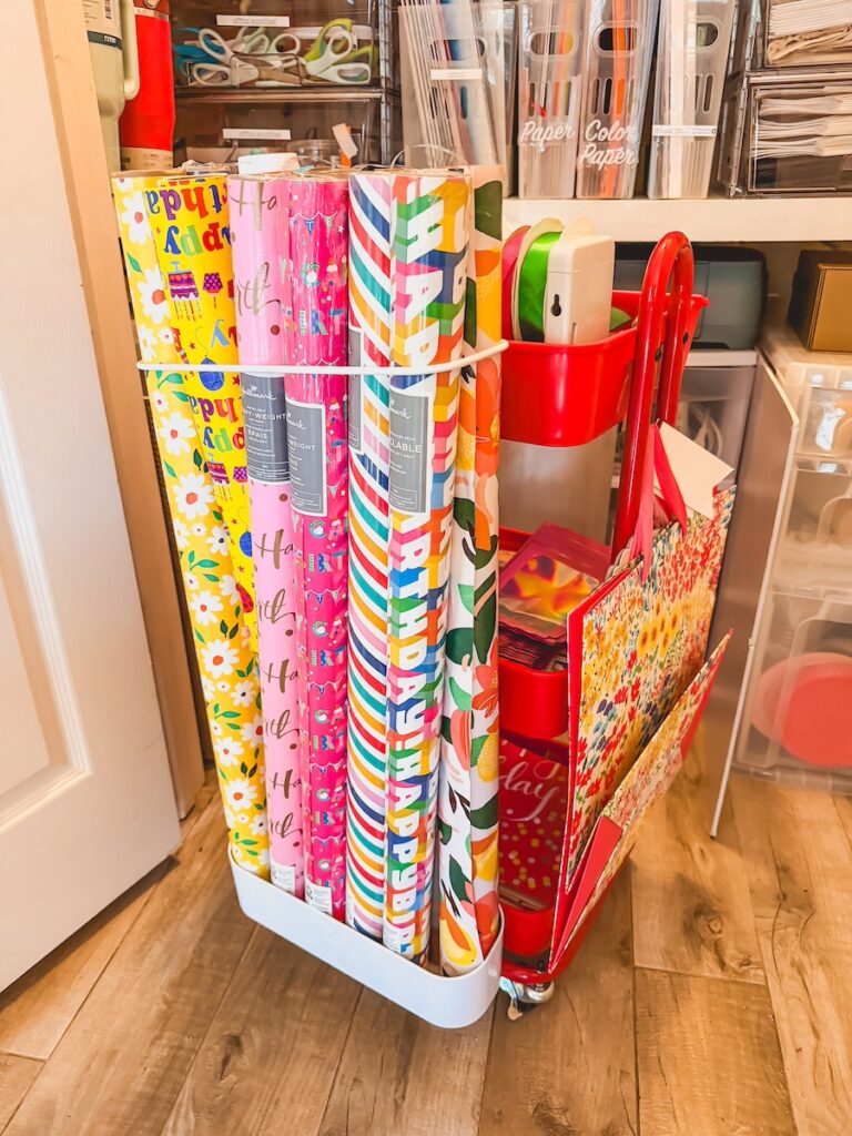 wrapping paper cart