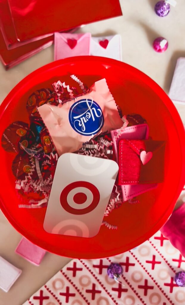 funnel filled with valentines day treats