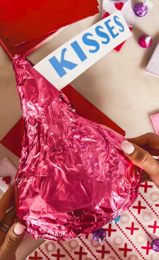 attach hersheys label to the top of the funnel