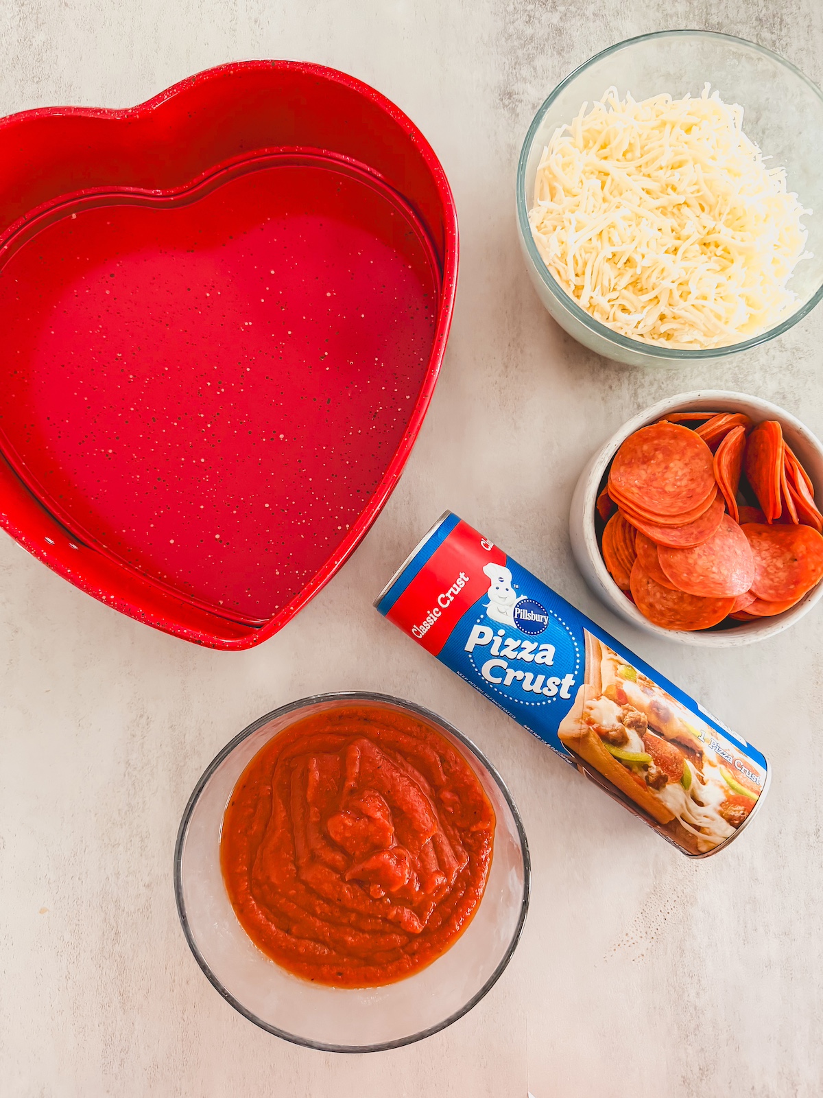ingredients for heart shaped pizza roses