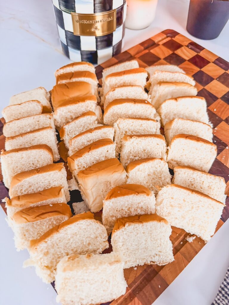 sliced rolls on cutting board