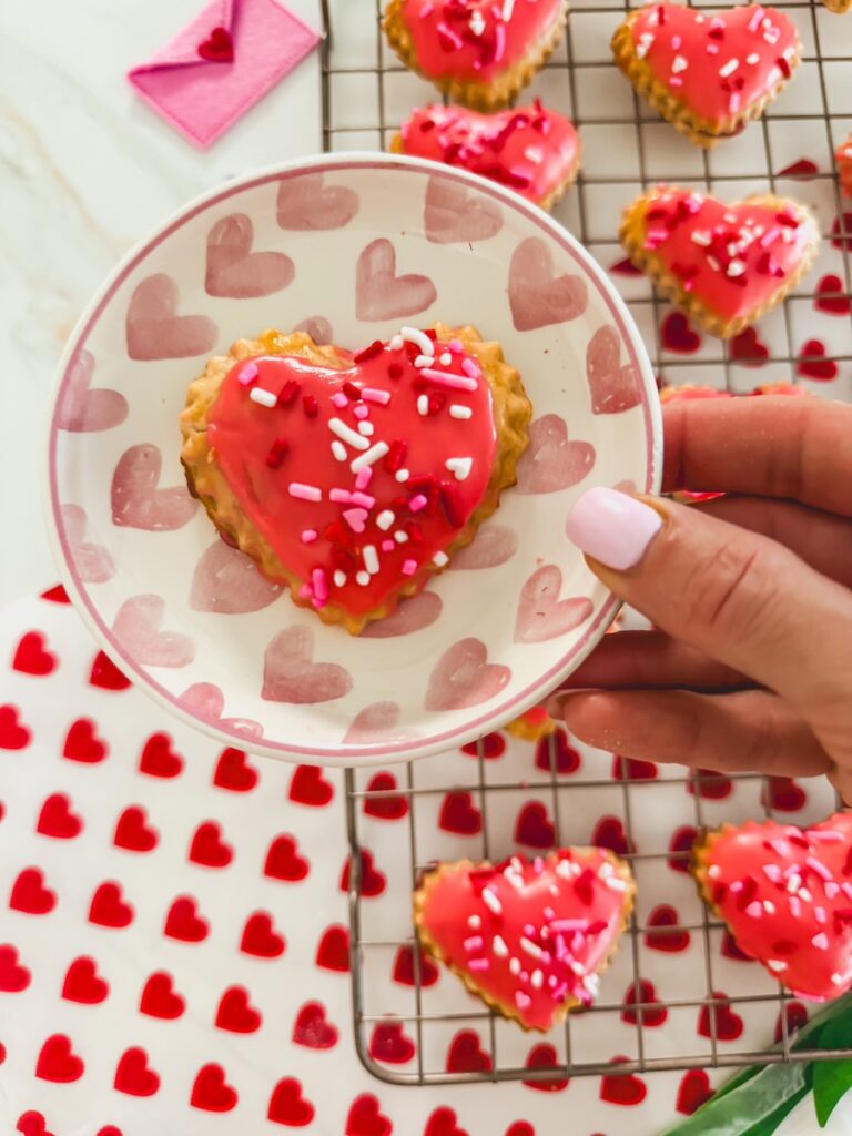 close up of heart valentines day pop tart cookie