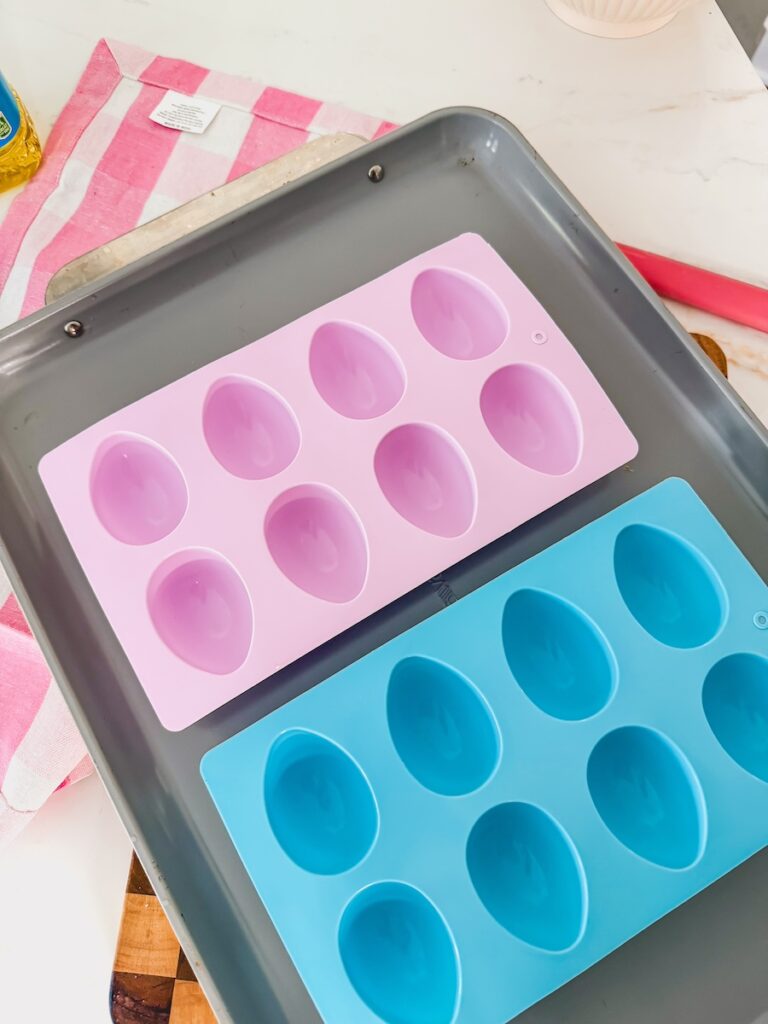 egg mold on baking tray