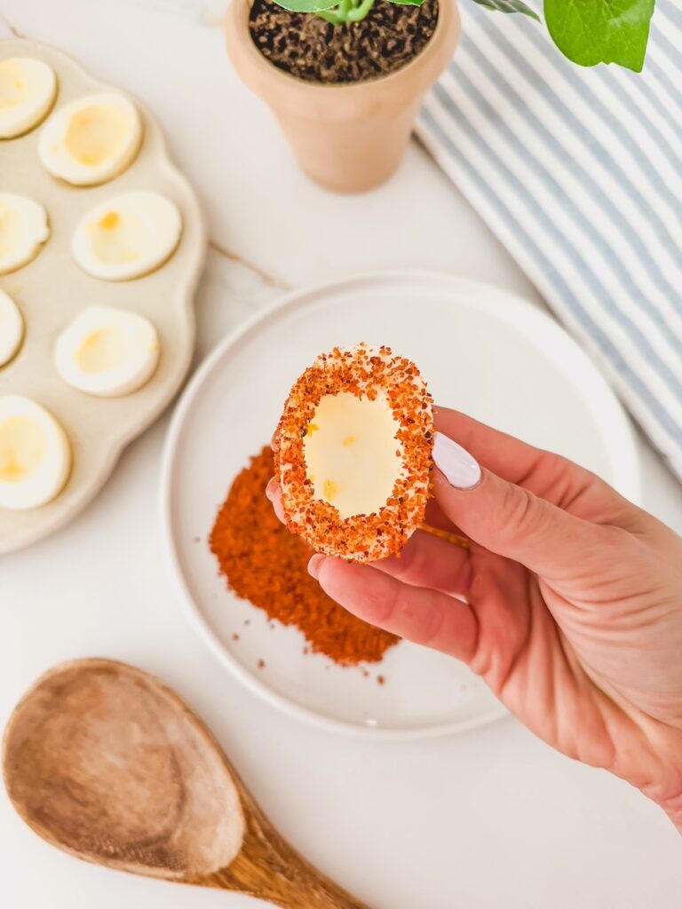 egg rimmed with tajin
