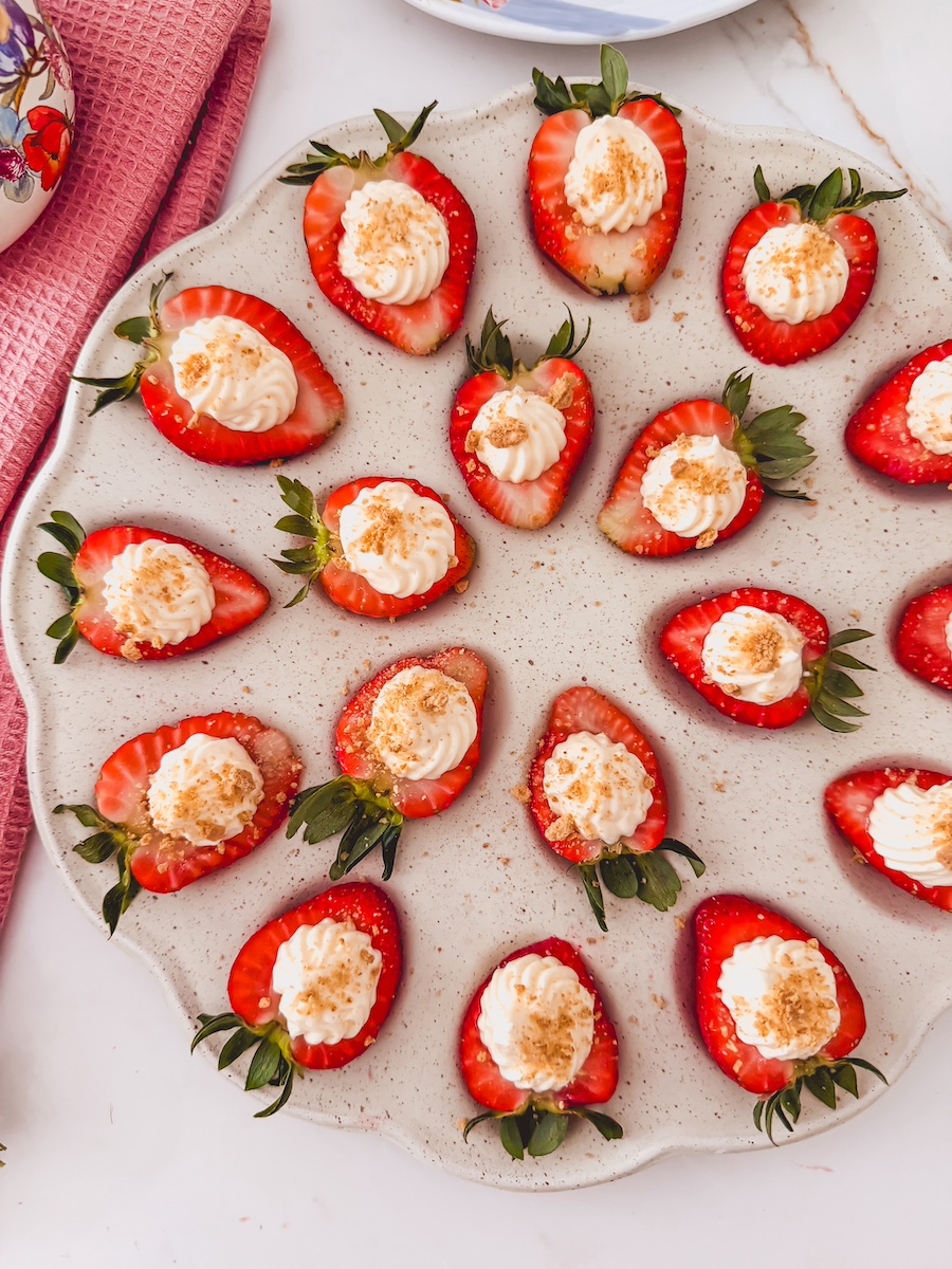 2 Ingredient Deviled Strawberries (Easy No-Bake Cheesecake Bites)