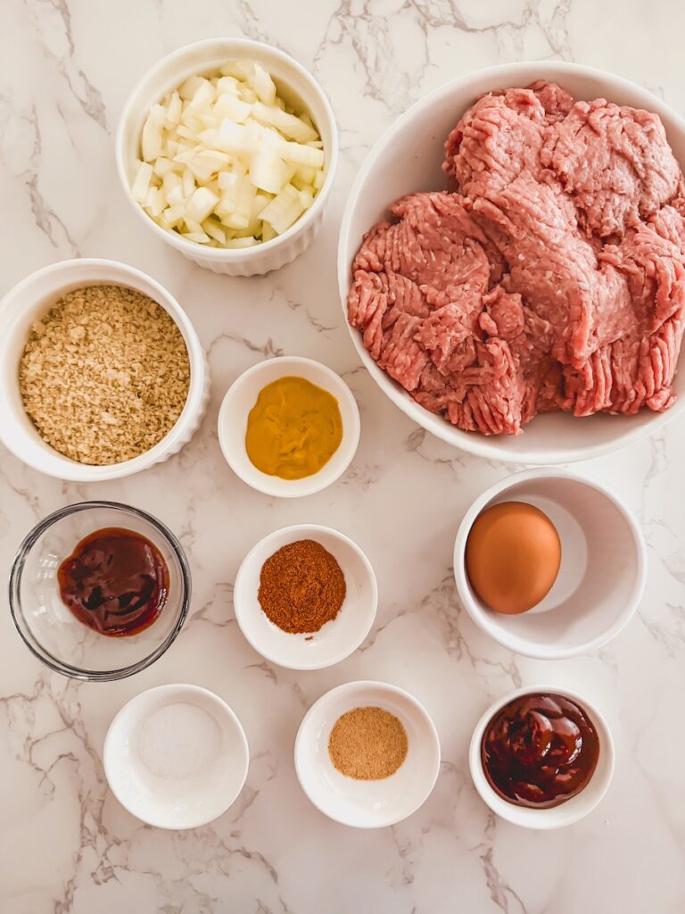 flatlay of ingredients for mini meatloaf muffins