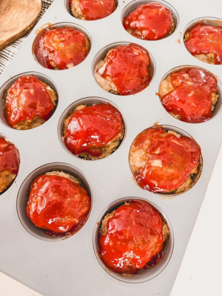 close up of mini meatloaf muffins