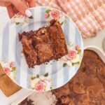 piece of cake on a floral plate