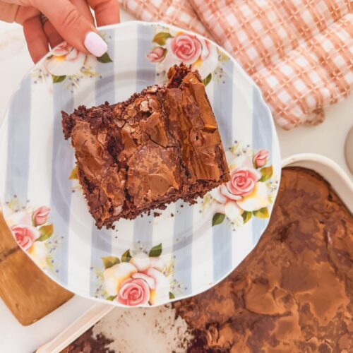 piece of cake on a floral plate