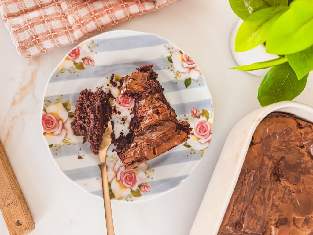 fork full of chocolate cake