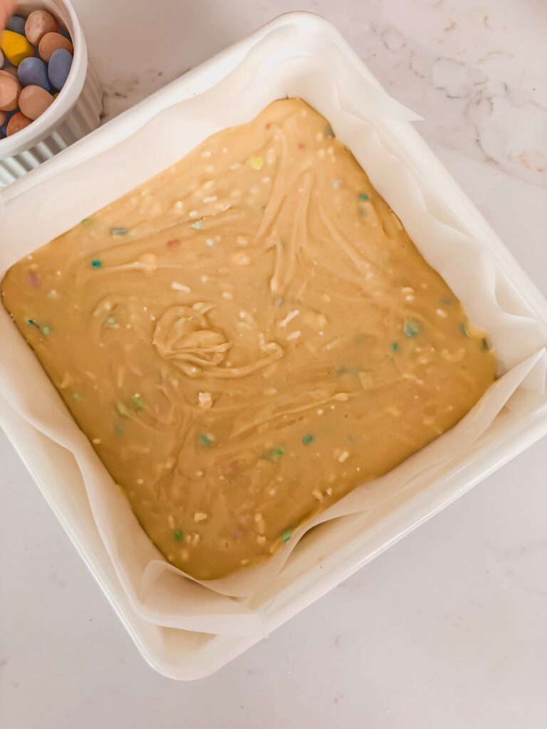 fudge in parchment lined pan