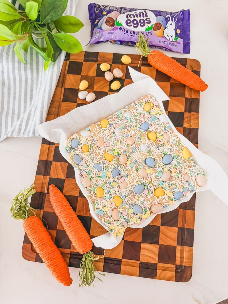 cake batter fudge on wood board