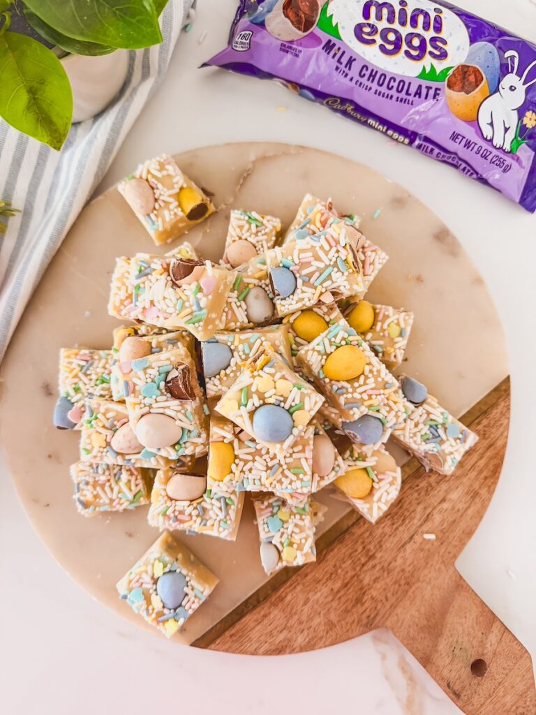 squares of cake batter fudge