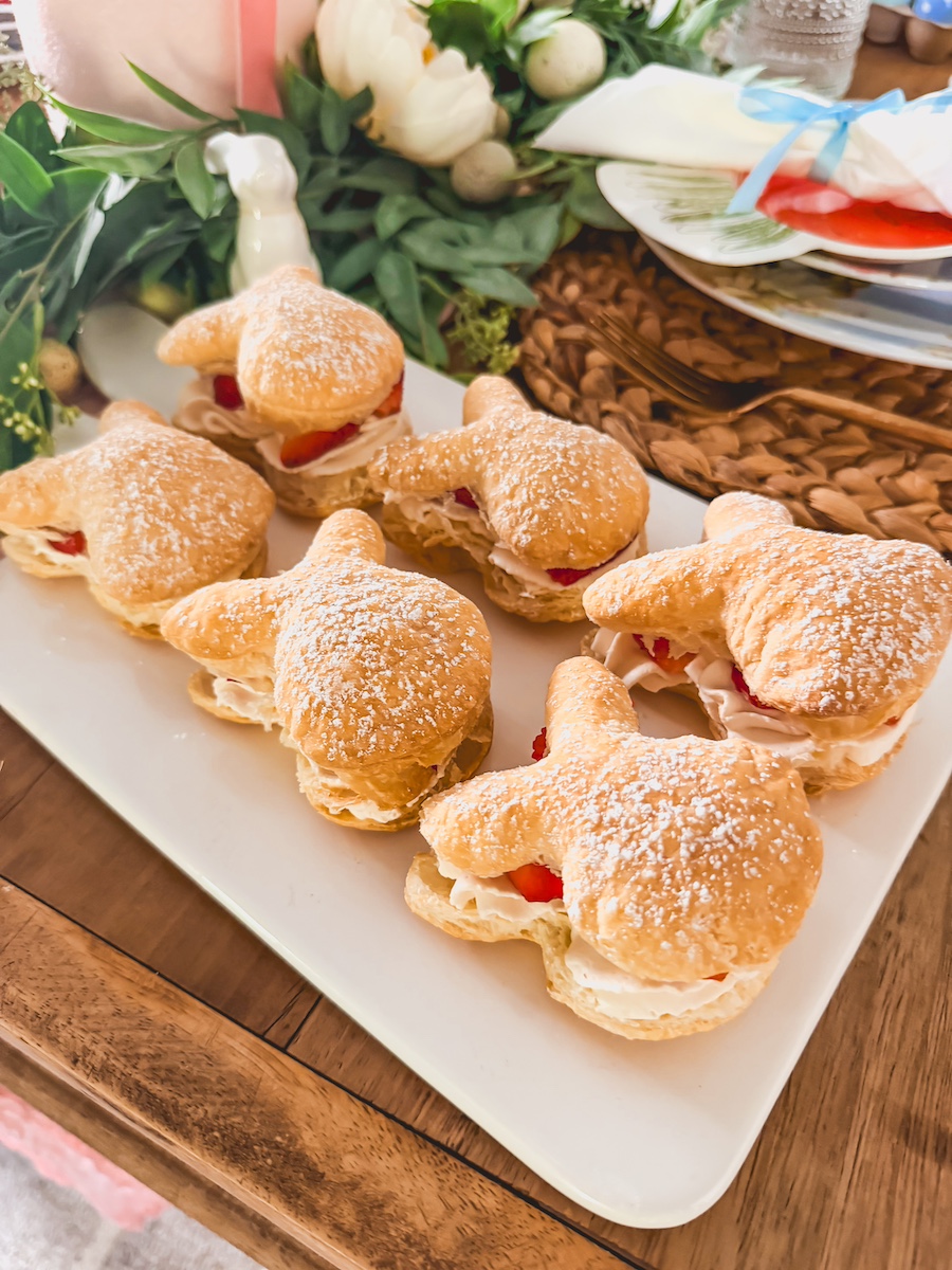 Puff Pastry Bunnies with Whipped Cream & Fresh Strawberries