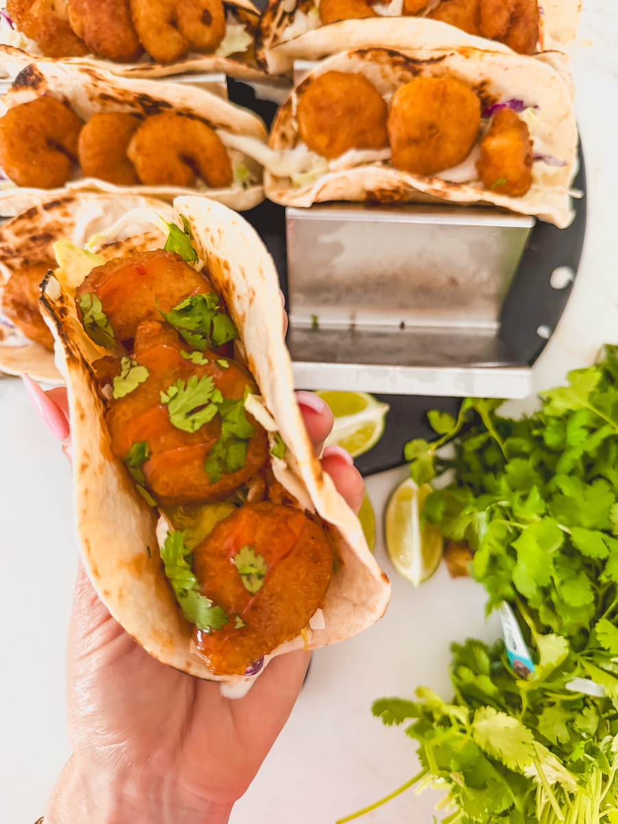 Beer Battered Shrimp Tacos