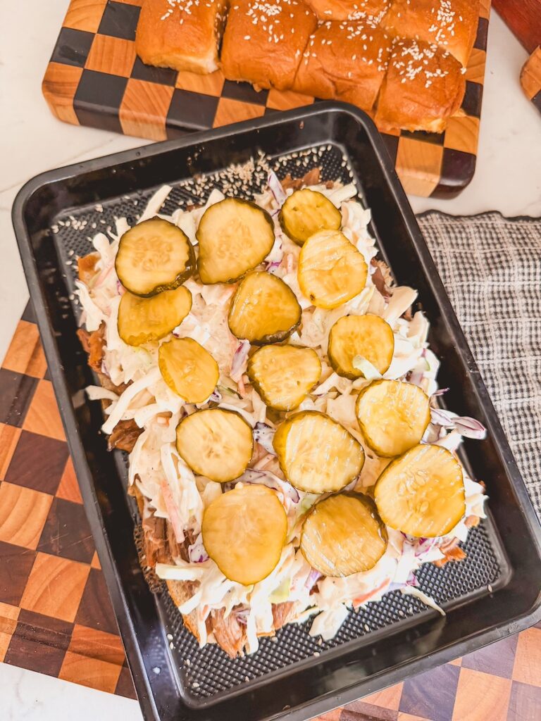 pickles added onto sliders being built