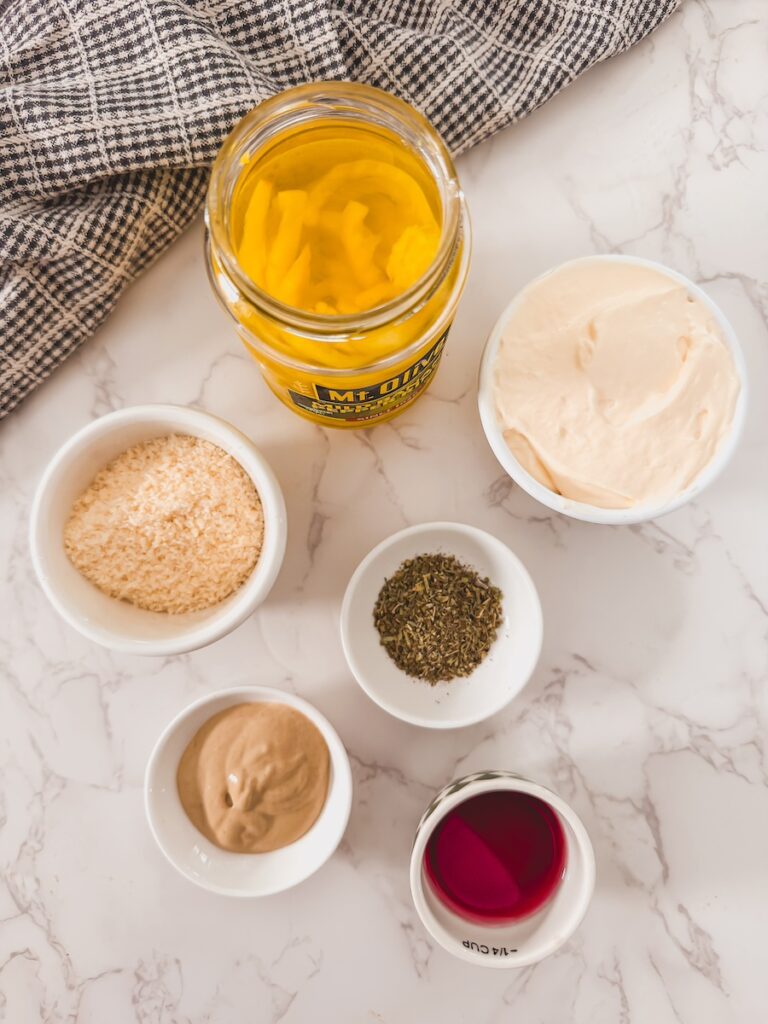 italian grinder dressing ingredients flat lay