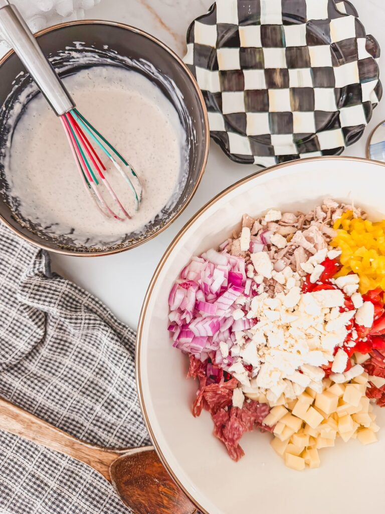 creamy Italian grinder salad dressing made with mayo, parmesan, and red wine vinegar