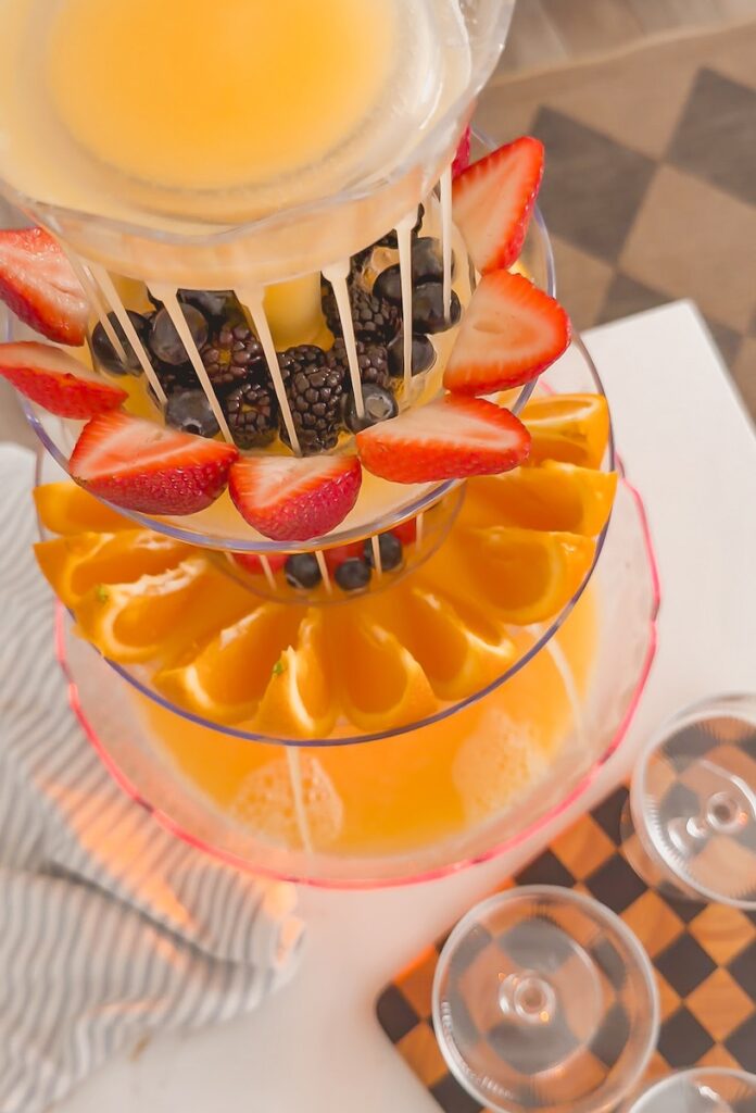 fresh berries with mimosa brunch centerpiece