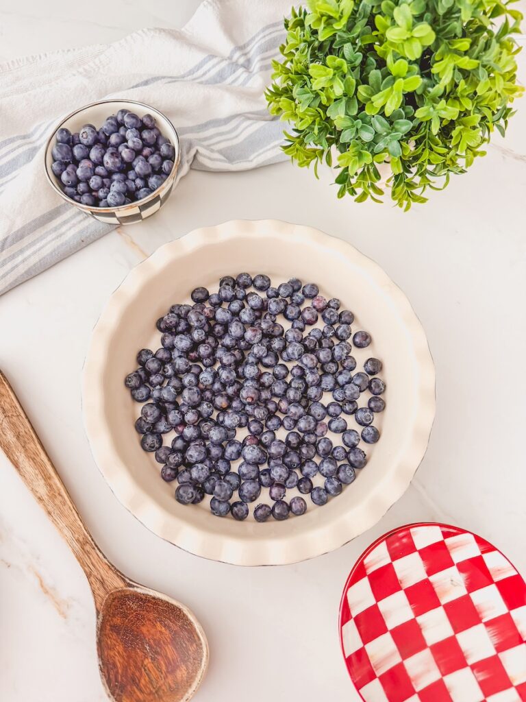 fresh blueberries in a baking dish