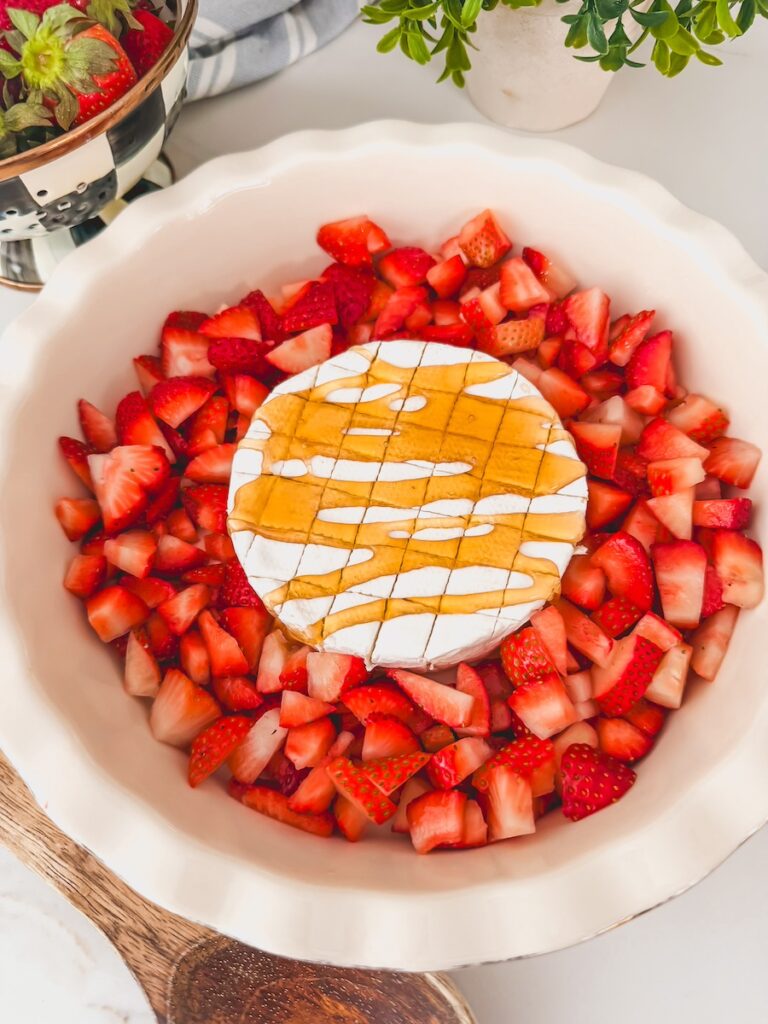 honey drizzled on top of brie