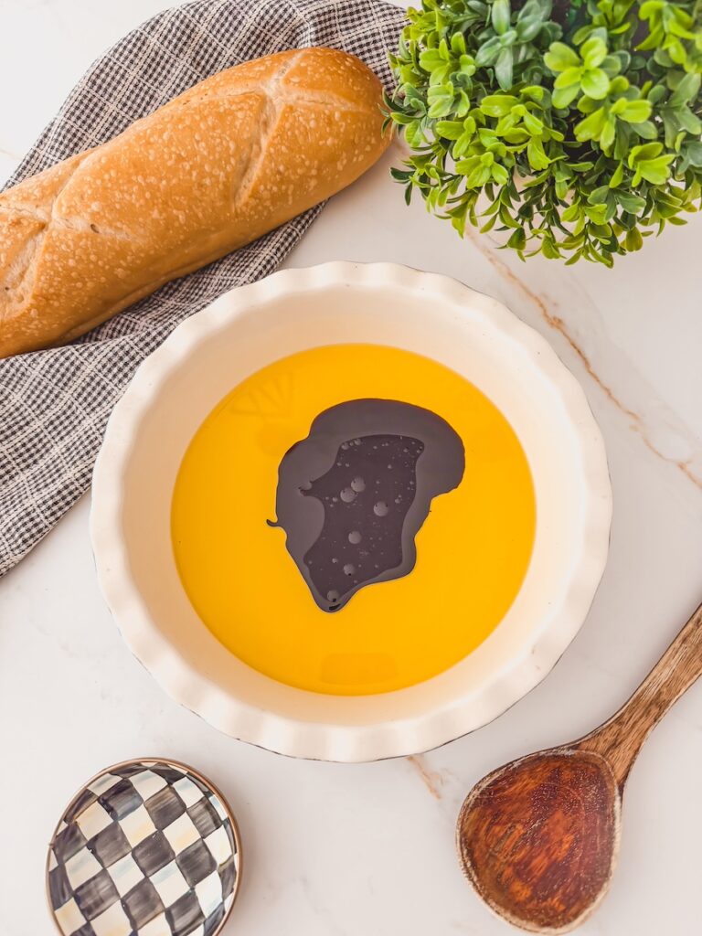 bowl of olive oil and balsamic vinegar