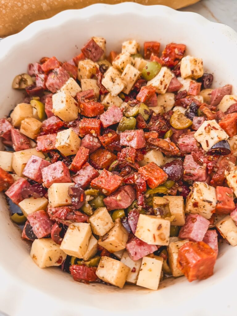 close up view of charcuterie dipping oil