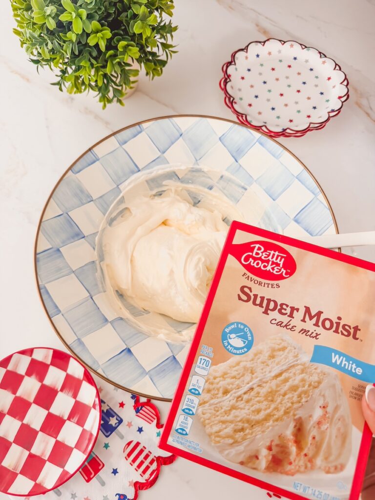 white cake mix with dip