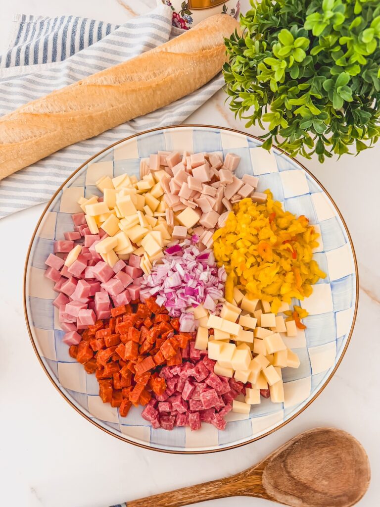 italian grinder ingredients chopped and in bowl