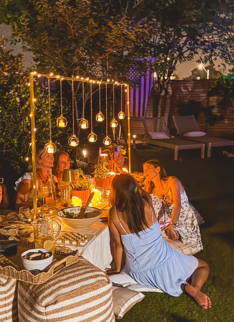 backyard dinner party table decor