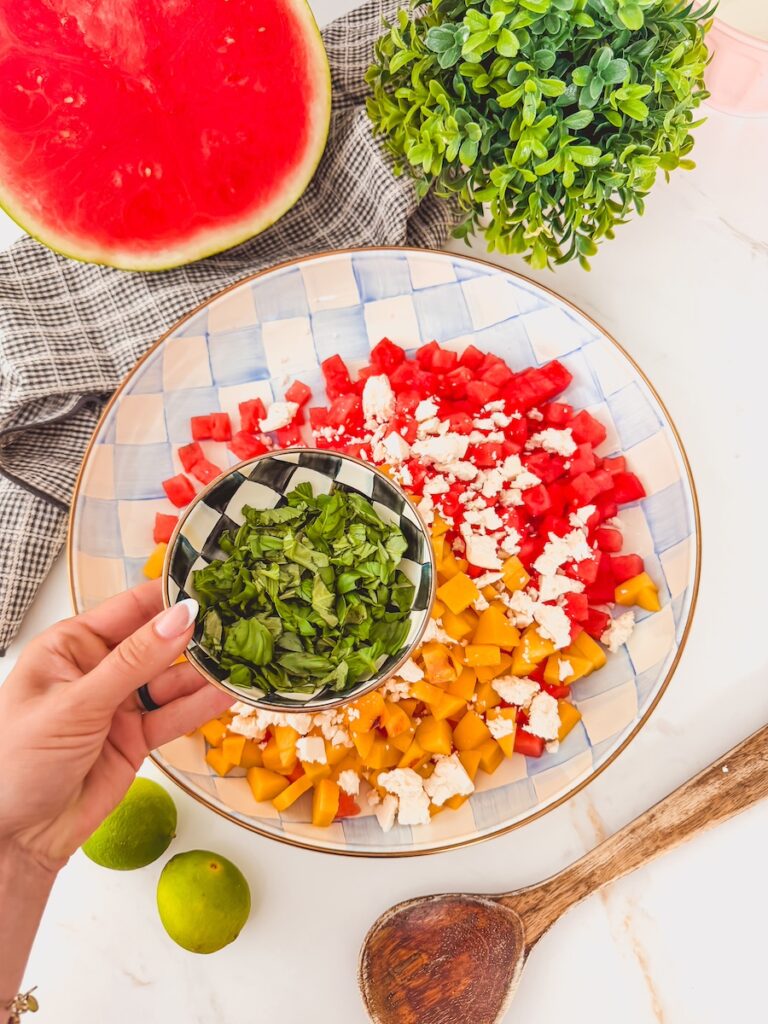 bowl of basil for salad