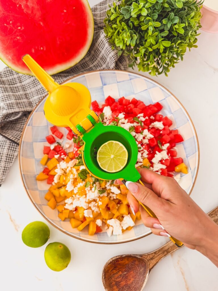 fresh lime juice on watermelon salad