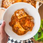 bowl of no bake ravioli for easy weeknight dinner