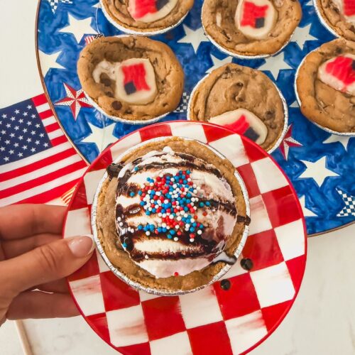 mini smores skillet cookies with patriotic american flag cookie for summer